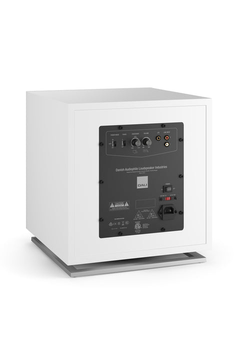 DALI E-12 F Powered 12 Inch Subwoofer - White - Rear View