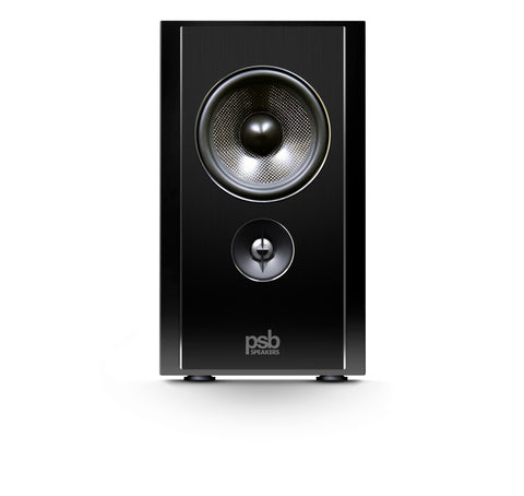 Synchrony B600 Bookshelf Speakers (Black) without Grilles - Front View