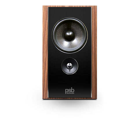 Synchrony B600 Bookshelf Speakers (Satin Walnut) without Grilles - Front View