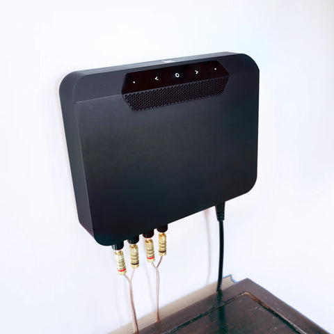 Bluesound Powernode Edge Black - Front View, Wall Mounted