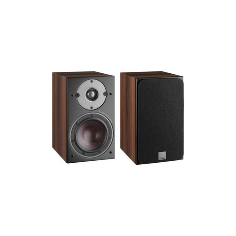 DALI Oberon 1 Walnut Bookshelf Speakers with Grilles - Front View