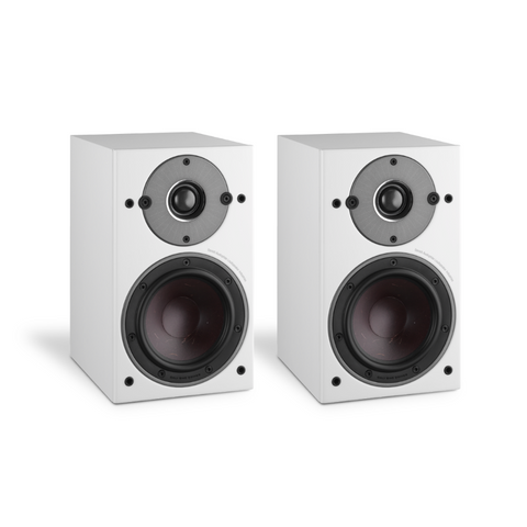 DALI Oberon 1 White Bookshelf Speakers with Grilles - Front View